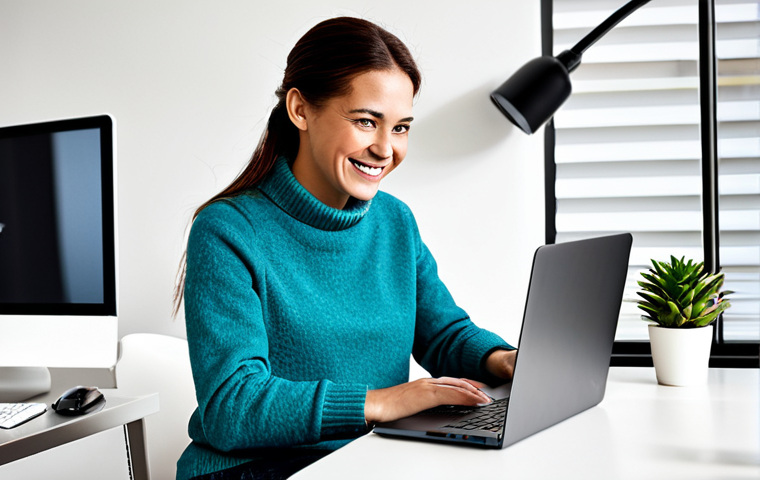 **

"A woman, professional photographer, organizing a digital photo archive using cloud backup software on a laptop. She is smiling slightly, wearing a modest sweater and jeans in a bright, modern home office. External hard drives are visible in the background. Safe for work, appropriate content, fully clothed, professional, perfect anatomy, correct proportions, well-formed hands, natural pose, family-friendly."

**