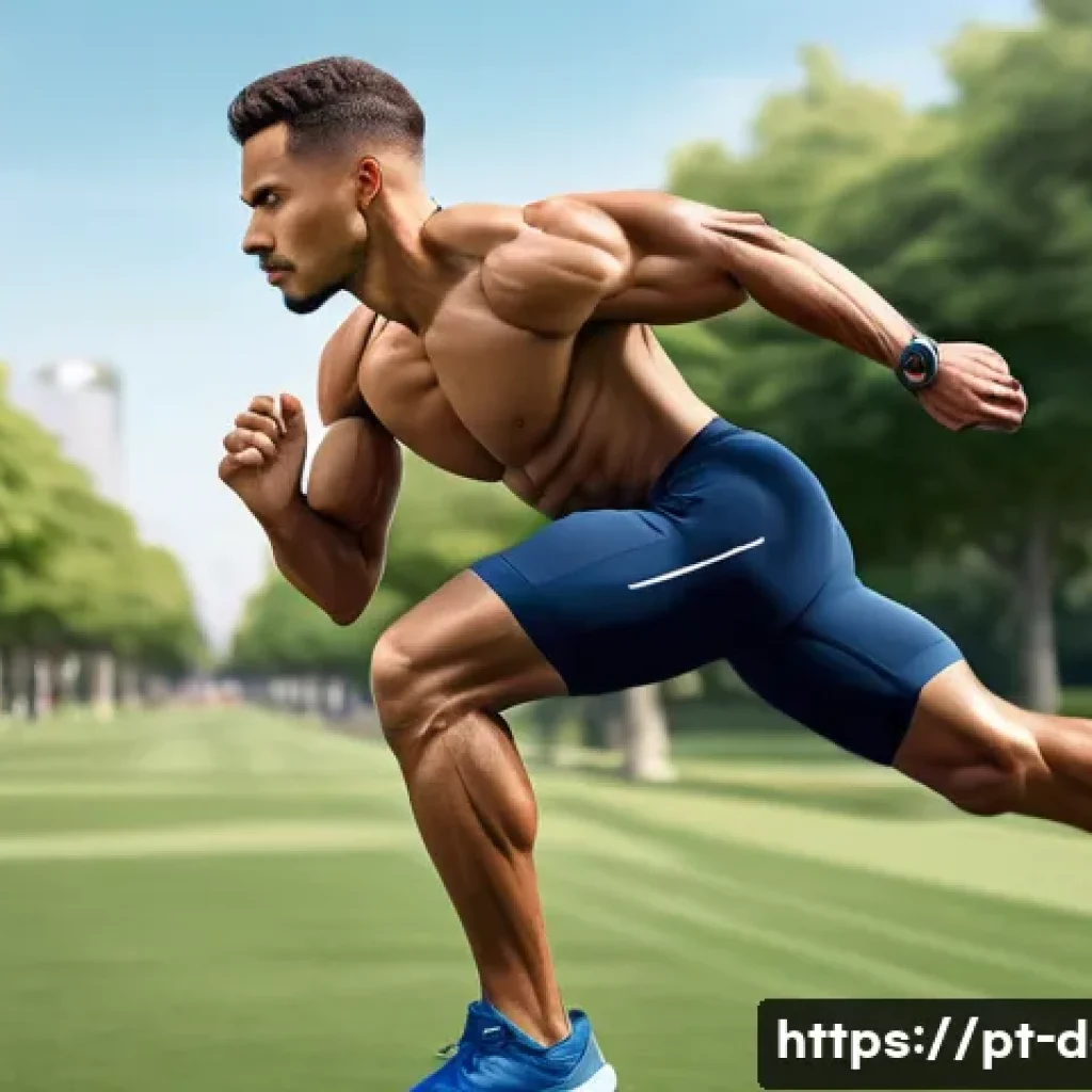 디지털아트에서 포즈 연구하는 법 - A dynamic digital illustration of an athletic male character in mid-motion running pose, showcasing ...