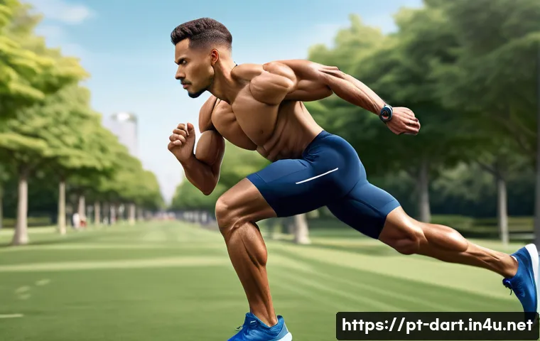 디지털아트에서 포즈 연구하는 법 - A dynamic digital illustration of an athletic male character in mid-motion running pose, showcasing ...