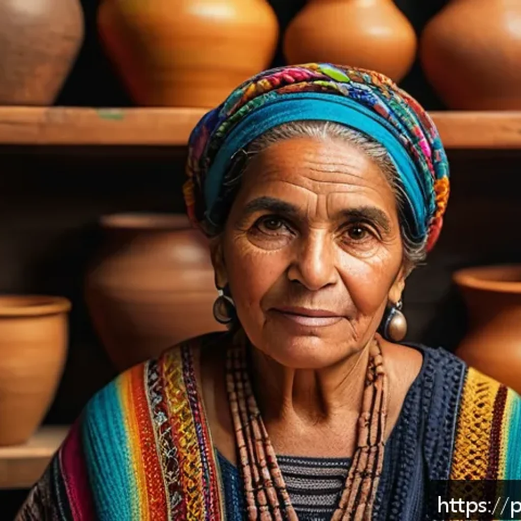 디지털아트 하이퍼리얼리즘 표현법 - A hyper-realistic digital portrait of a middle-aged Brazilian artisan woman wearing traditional colo...